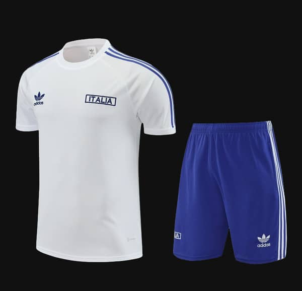 2024 Italy White Cotton Short Sleeve Jersey+Shorts - Image 7