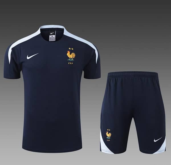 2024 France Cotton Navy Short Sleeve Jersey+Shorts