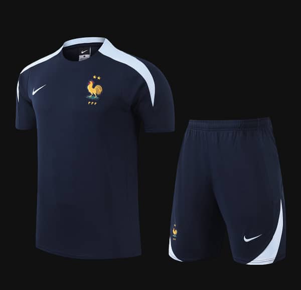 2024 France Cotton Navy Short Sleeve Jersey+Shorts - Image 6