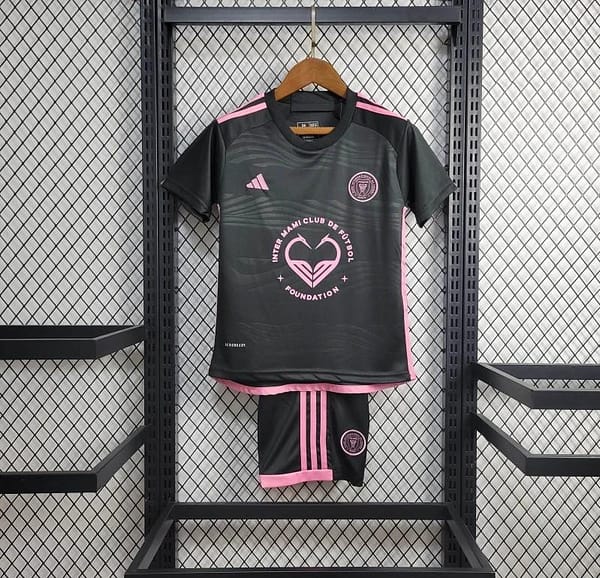 24/25 Kids Inter Miami Away Black Jersey With New Sponsor