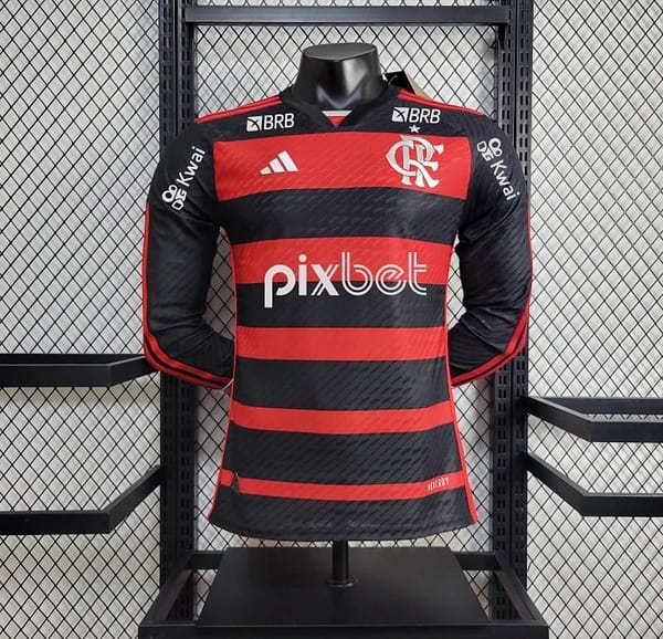 Player Version 24/25 Flamengo Home Long Sleeve Jersey+ All Sponsored