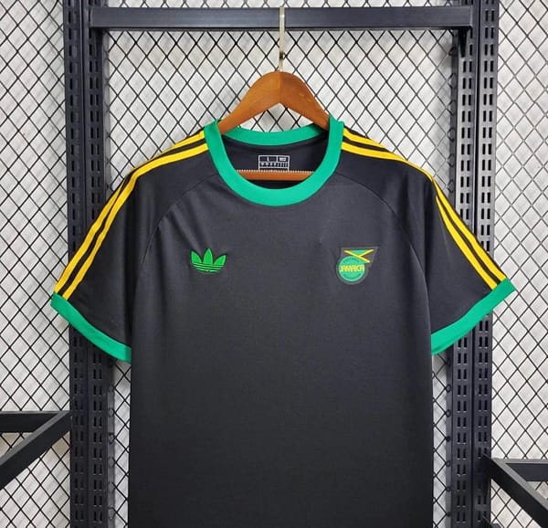 2024 Jamaica Adicolor Classics 3 Stripes Black T-Shirt - Image 3