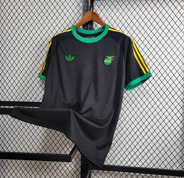 2024 Jamaica Adicolor Classics 3 Stripes Black T-Shirt - Image 8