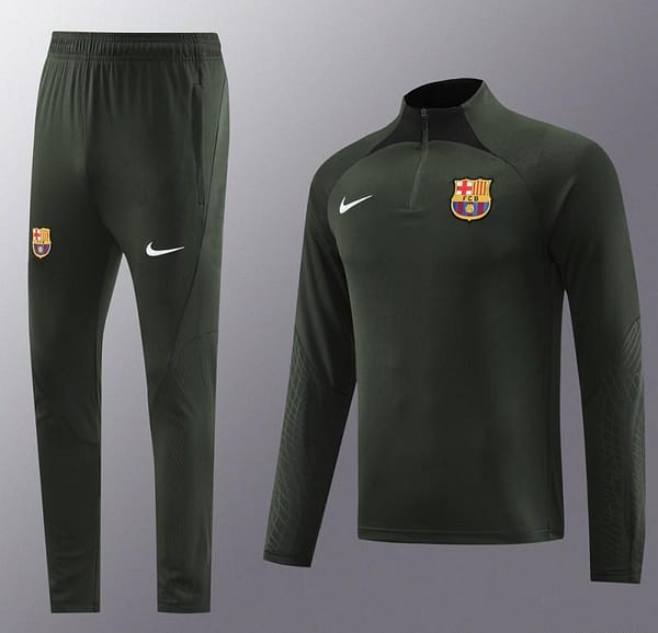 23/24 Barcelona Dark Green Half Zipper Jacket+Pants - Image 8