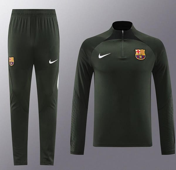 23/24 Barcelona Dark Green Half Zipper Jacket+Pants - Image 9
