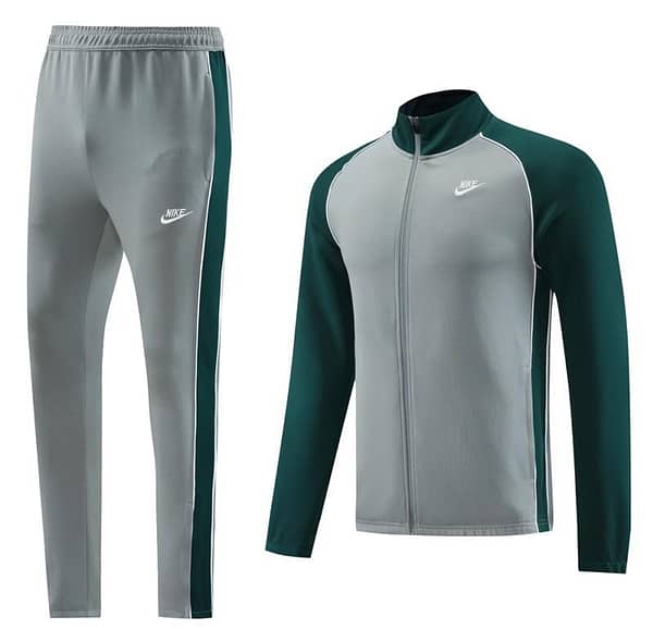 2023 NIKE Grey/Dark Green Hoodie Full Zipper Jacket +Pants