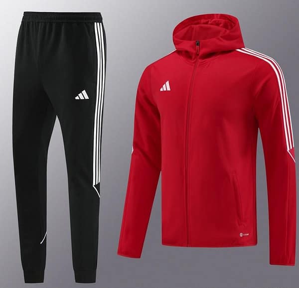 2023 Adidas Red Hoodie Full Zipper Jacket +Pants - Image 21