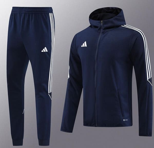 2023 Adidas Navy Hoodie Full Zipper Jacket +Pants - Image 5