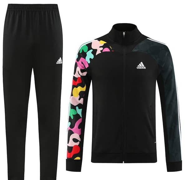 2023 Adidas Black Full Zipper Jacket With Colorful Sleeve+Pants - Image 19