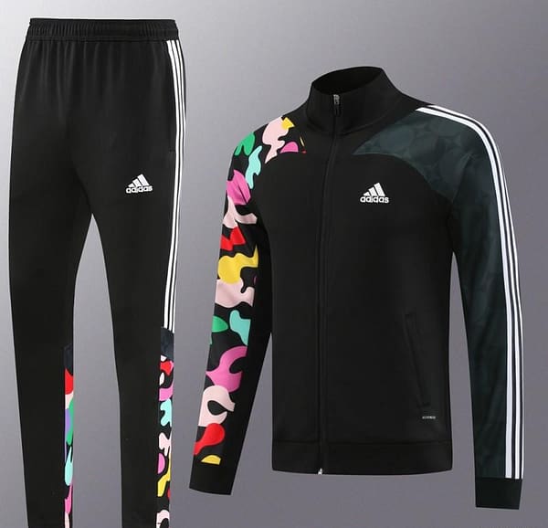 2023 Adidas Black Full Zipper Jacket With Colorful Sleeve+Pants - Image 20