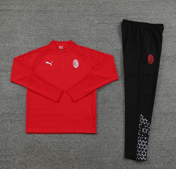 23/24 AC Milan Red Half Zipper Jacket+Pants - Image 11