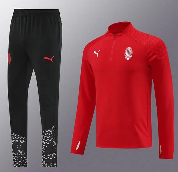 23/24 AC Milan Red Half Zipper Jacket+Pants - Image 20