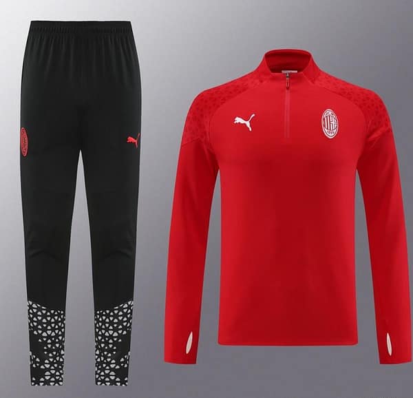 23/24 AC Milan Red Half Zipper Jacket+Pants - Image 21