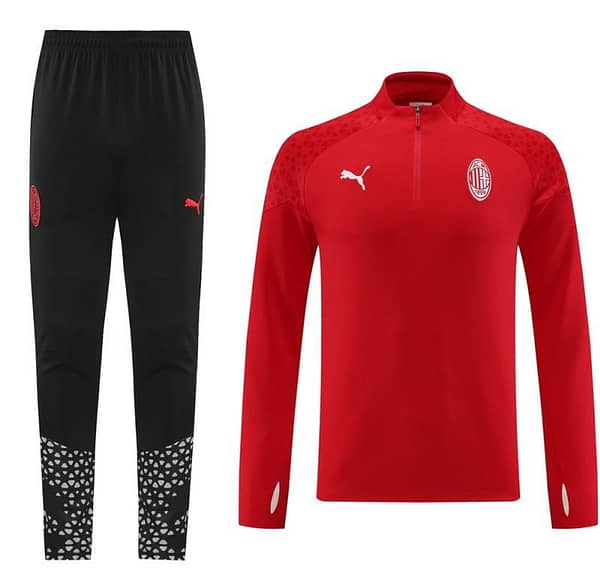 23/24 AC Milan Red Half Zipper Jacket+Pants - Image 22