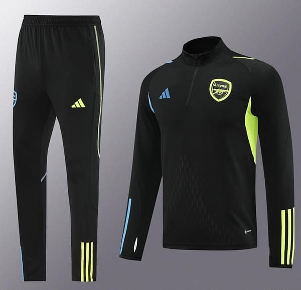 23/24 Arsenal Black Half Zipper Jacket+Pants - Image 6