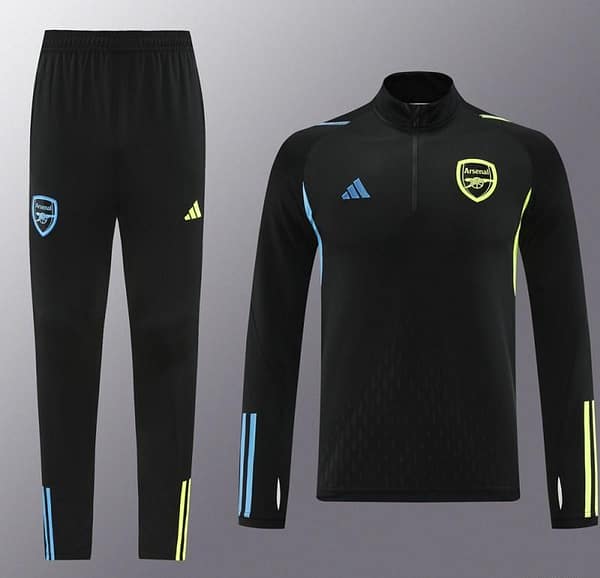 23/24 Arsenal Black Half Zipper Jacket+Pants - Image 7