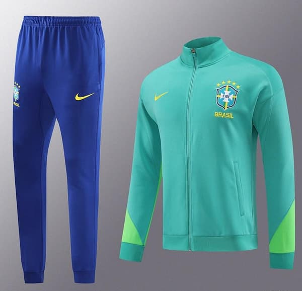 23/24 Brazil Green Full Zipper Jacket+Pants - Image 10