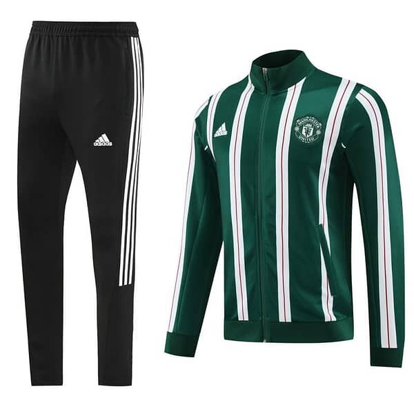 23/24 Manchester United Green White Stripe Full Zipper Jacket+Pants