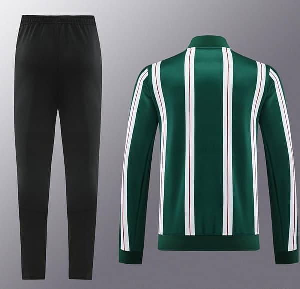 23/24 Manchester United Green White Stripe Full Zipper Jacket+Pants - Image 9