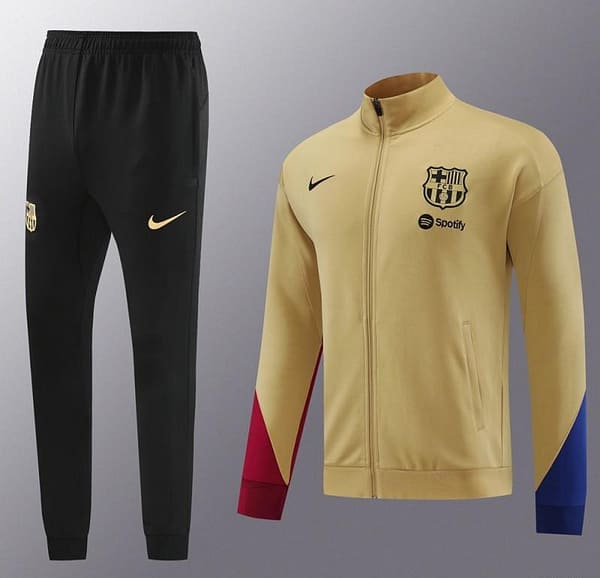 23/24 Barcelona khaki Full Zipper Jacket+Pants - Image 18