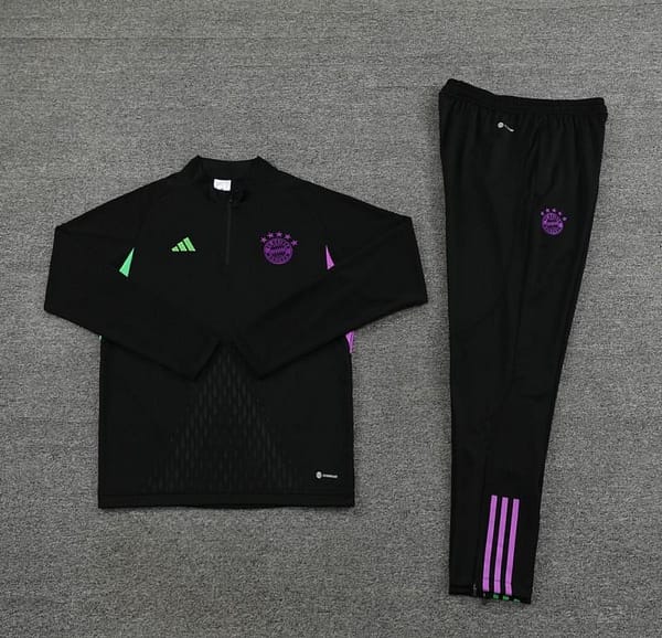 23/24 Bayern Munich Black Half Zipper Jacket+Pants - Image 5