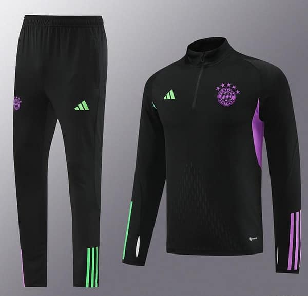 23/24 Bayern Munich Black Half Zipper Jacket+Pants - Image 14
