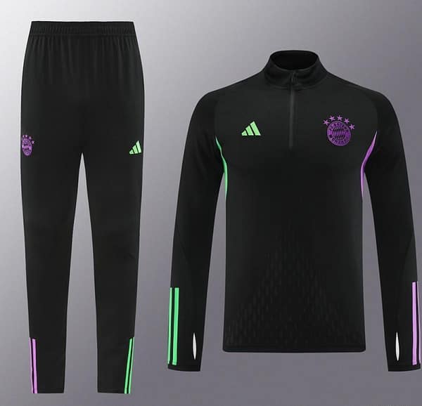 23/24 Bayern Munich Black Half Zipper Jacket+Pants - Image 15