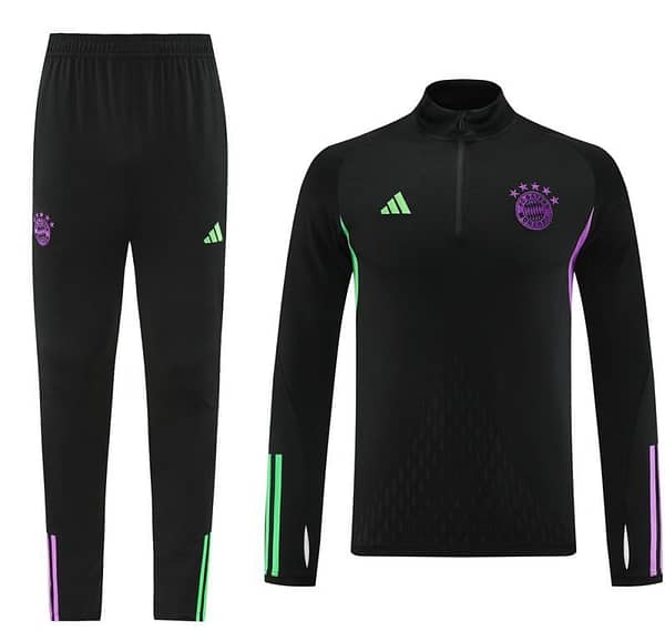 23/24 Bayern Munich Black Half Zipper Jacket+Pants - Image 16