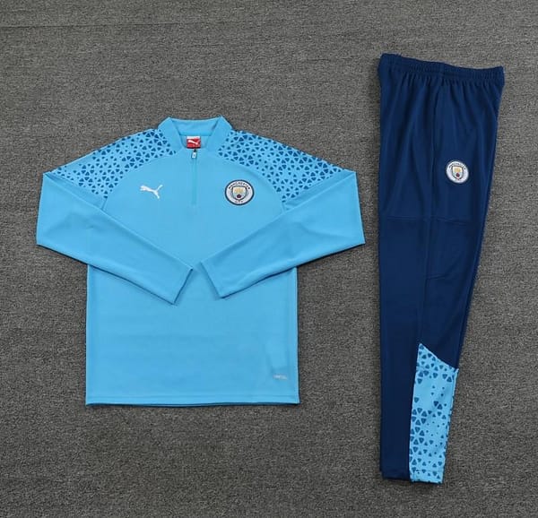 23/24 Manchester City Blue Half Zipper Jacket+Pants - Image 5