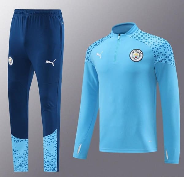 23/24 Manchester City Blue Half Zipper Jacket+Pants - Image 14