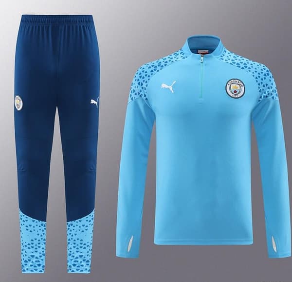 23/24 Manchester City Blue Half Zipper Jacket+Pants - Image 15