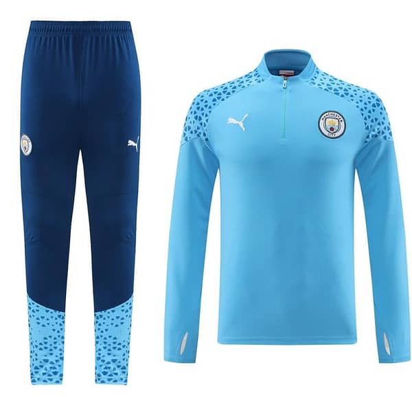 23/24 Manchester City Blue Half Zipper Jacket+Pants - Image 16