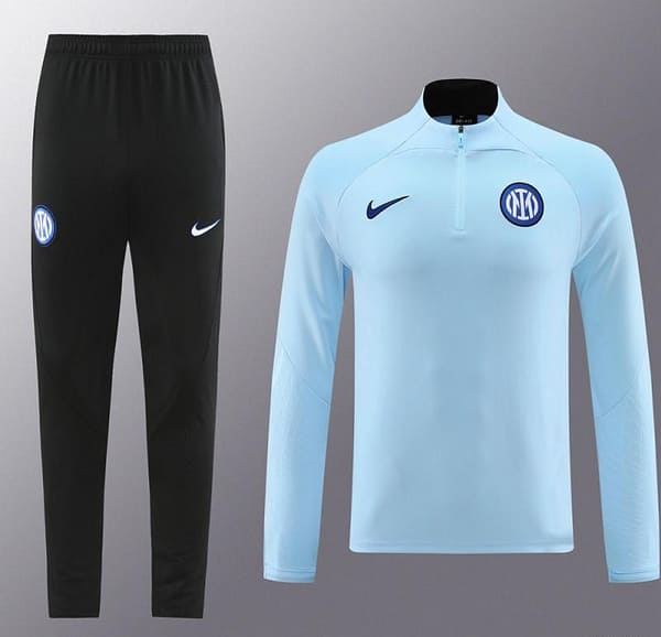 23/24 Inter Milan Light Blue Half Zipper Jacket+Pants - Image 14