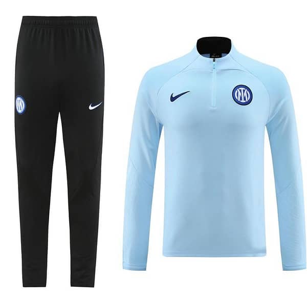 23/24 Inter Milan Light Blue Half Zipper Jacket+Pants - Image 15