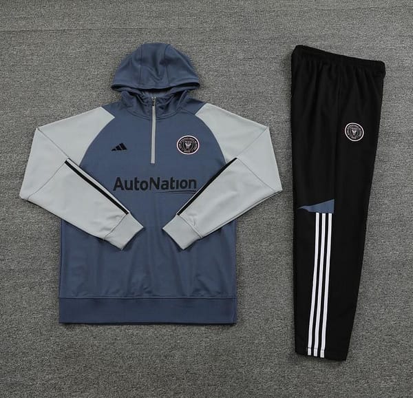 23/24 Inter Miami Grey Half Zipper Hoodie Jacket+Pants - Image 8
