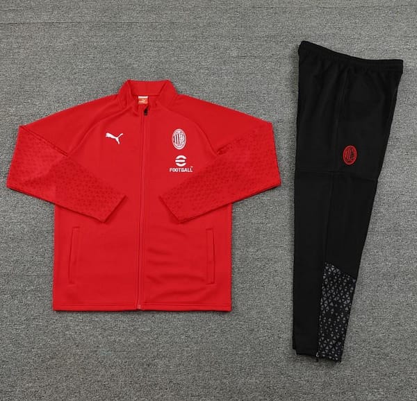 23/24 AC Milan Red Half Zipper Jacket +Pants - Image 7