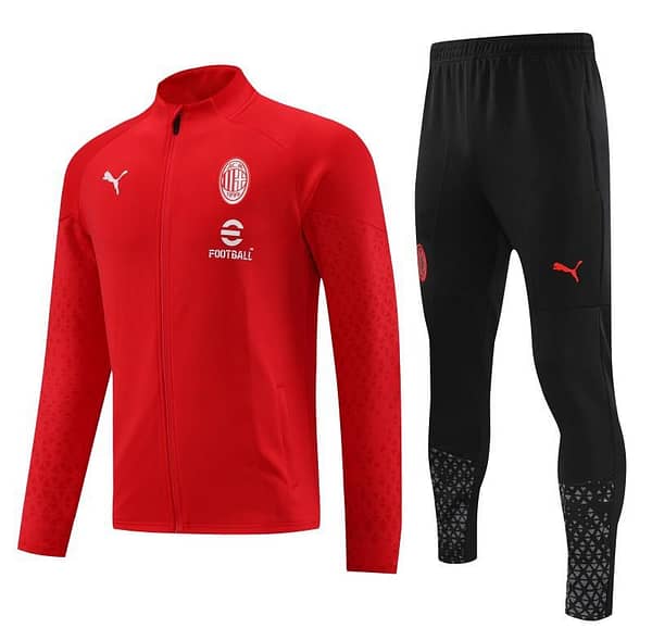 23/24 AC Milan Red Half Zipper Jacket +Pants - Image 9