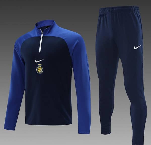 23/24 Al-Nassr Black/Blue Half Zipper Jacket +Pants - Image 7