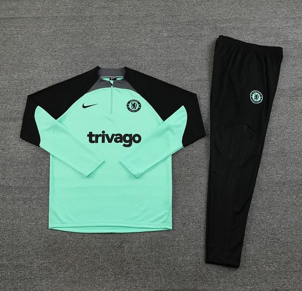 23/24 Chelsea Green/Black Half Zipper Jacket+Pants - Image 4