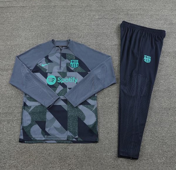 23/24 Barcelona Grey Half Zipper Jacket+Pants - Image 4