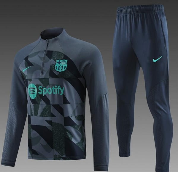 23/24 Barcelona Grey Half Zipper Jacket+Pants - Image 6