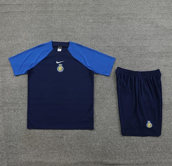 23/24 Al-Nassr Black/Blue Short Sleeve Jersey+Shorts - Image 4