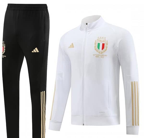 2023 Italy 125th Anniversary White Full Zipper Hooide Jacket+Pants
