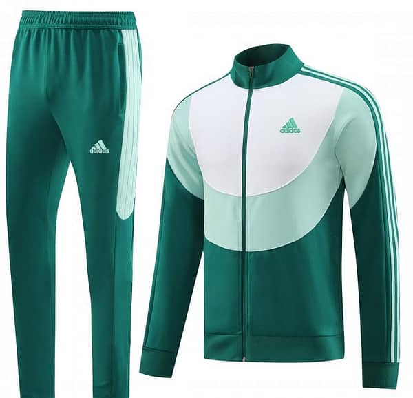 23/24 Adidas White/Green Full Zipper Hooide Jacket+Pants