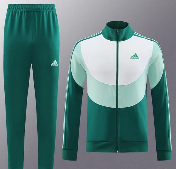 23/24 Adidas White/Green Full Zipper Hooide Jacket+Pants - Image 8