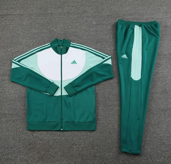 23/24 Adidas White/Green Full Zipper Hooide Jacket+Pants - Image 10
