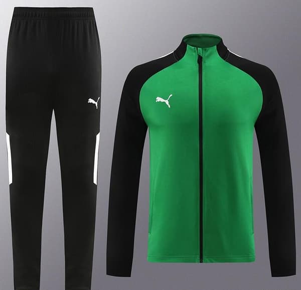 23/24 PUMA Black/Green Full Zipper Hooide Jacket+Pants - Image 9