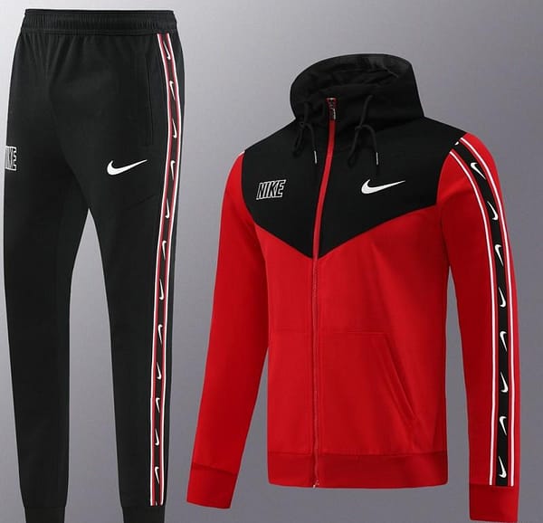 23/24 NIKE Black/Red Full Zipper Hooide Jacket+Pants - Image 22