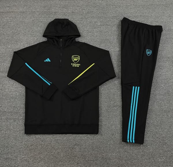 23/24 Arsenal  Black Hoodie Half Zipper Jacket+ Pants - Image 3