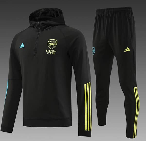 23/24 Arsenal  Black Hoodie Half Zipper Jacket+ Pants - Image 6